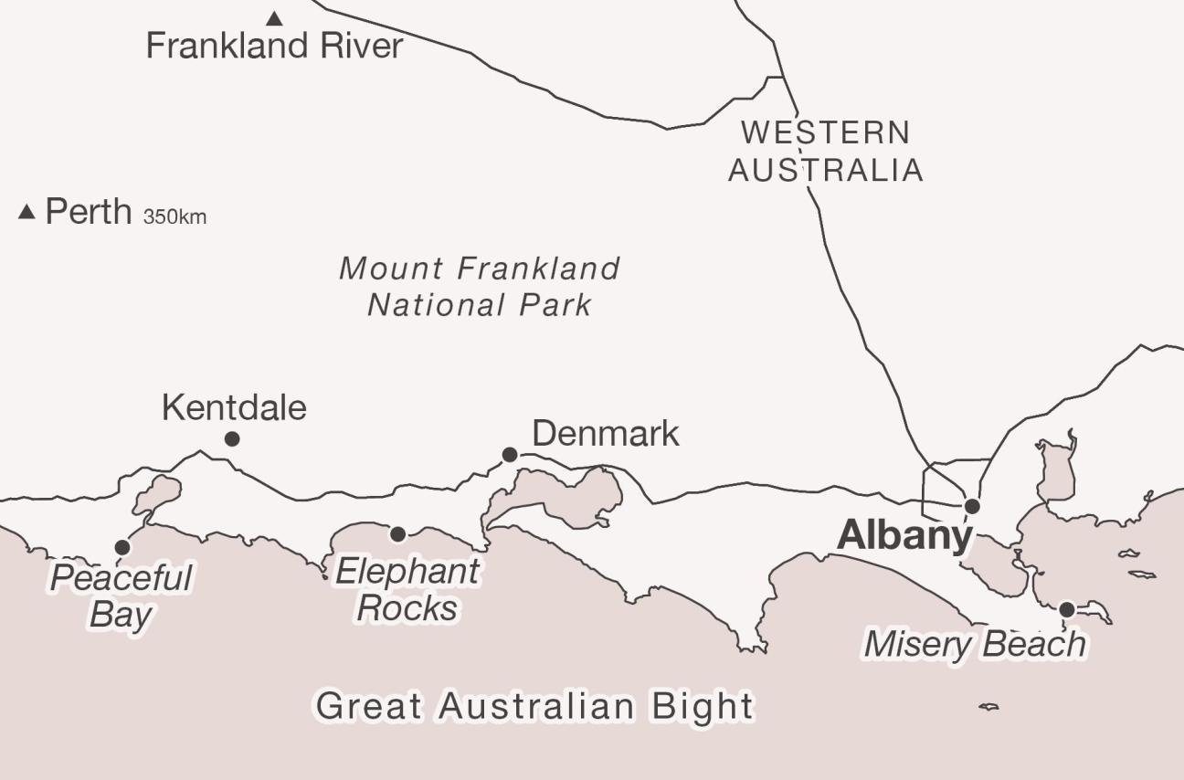 Map of the coastline of The Great Southern Australia