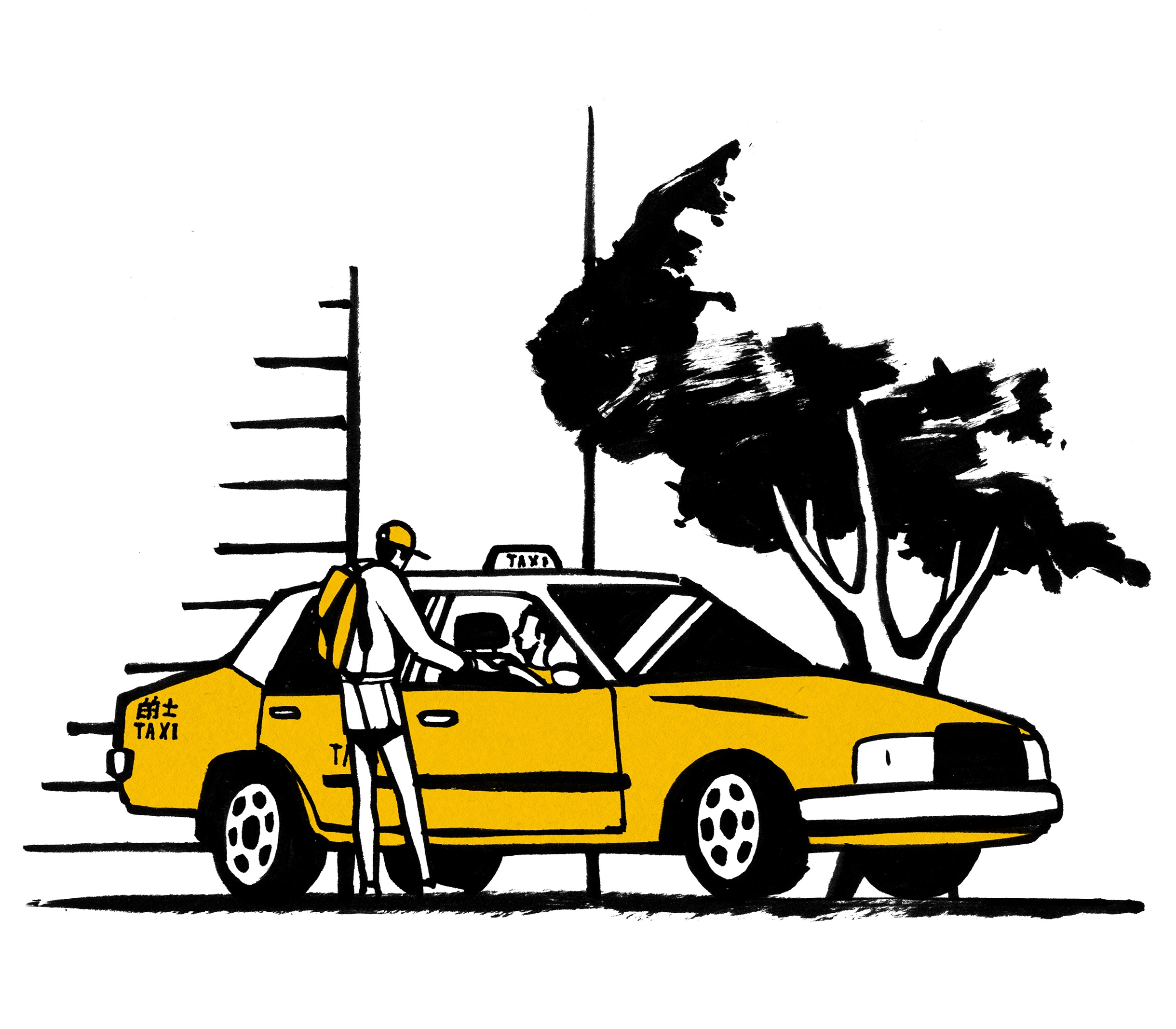 hong kong taxi illustration