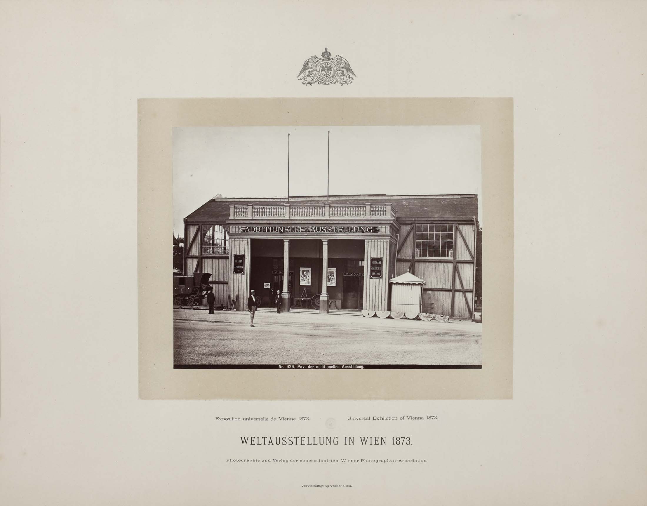 A photograph from the 1873 Vienna World’s Fair pavilion that housed the “Women’s Work” exhibition.