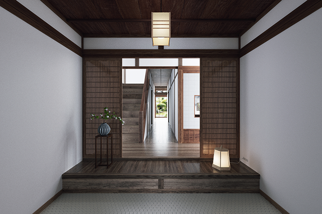 Inside a merchant residence in Yakage, Japan