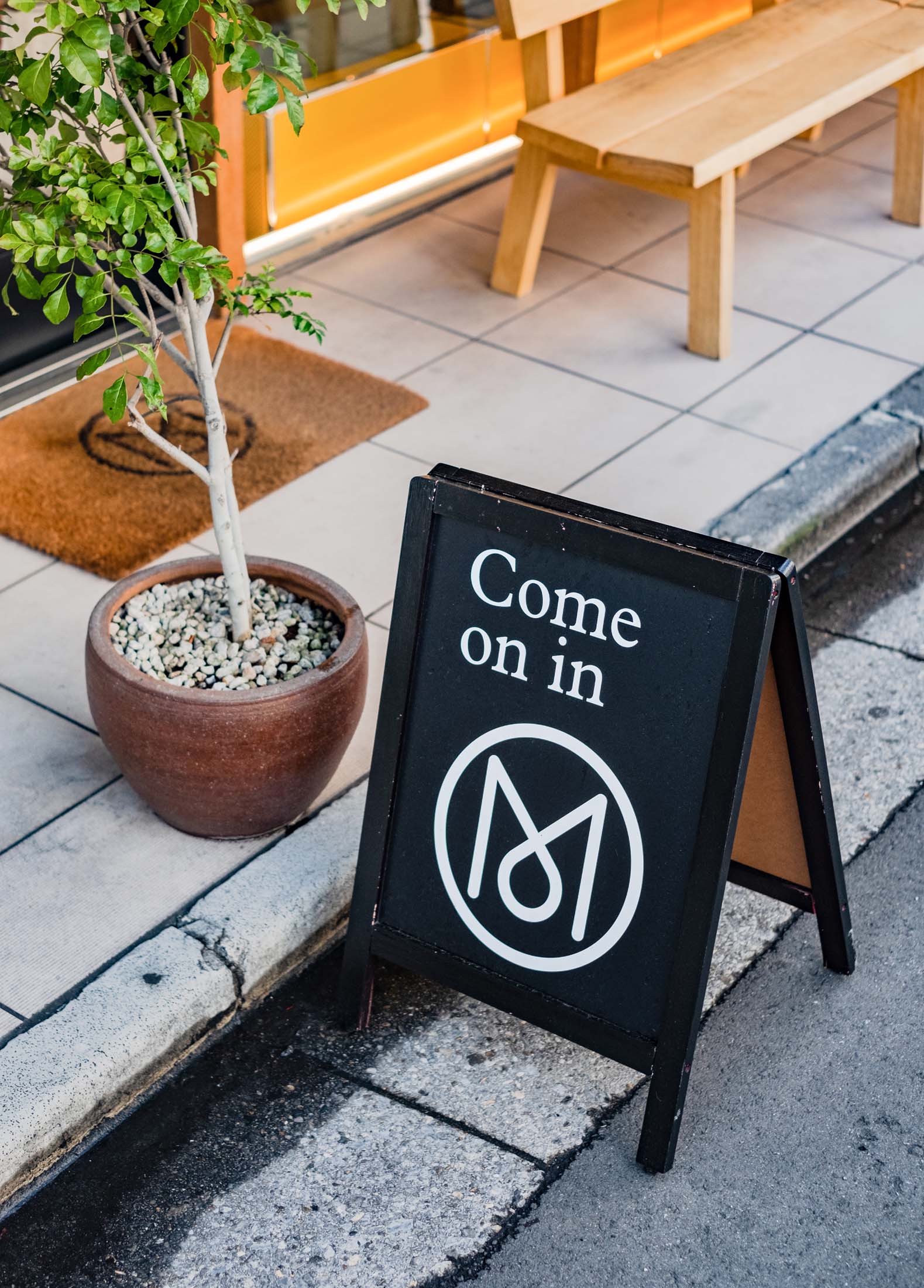 A sign outside the Monocle shop in Tokyo.