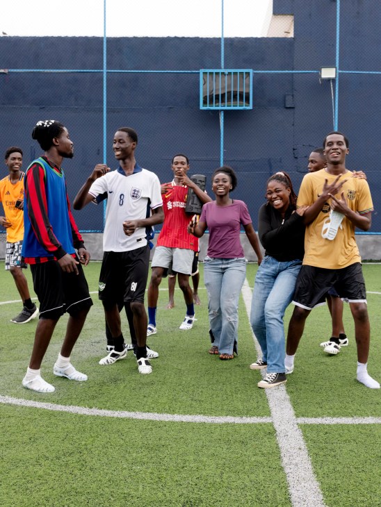 Playing football