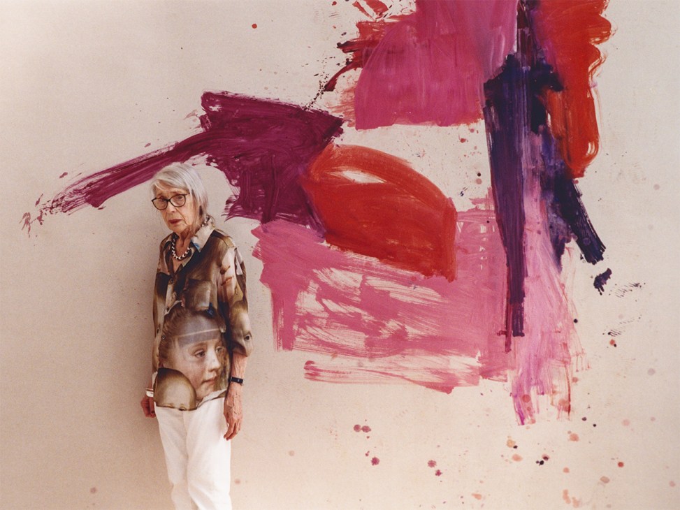 Martha Jungwirth with her artwork