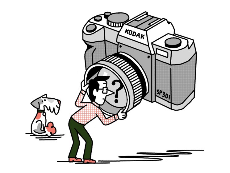 Andrew Tuck with a giant camera