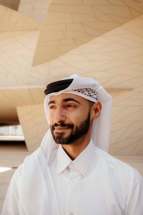 Man outside National Museum of Qatar