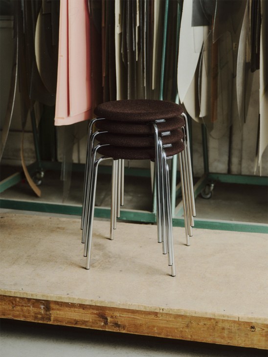 Stools from Copenhagen heritage furniture house Fritz Hansen and menswear label Another Aspect 