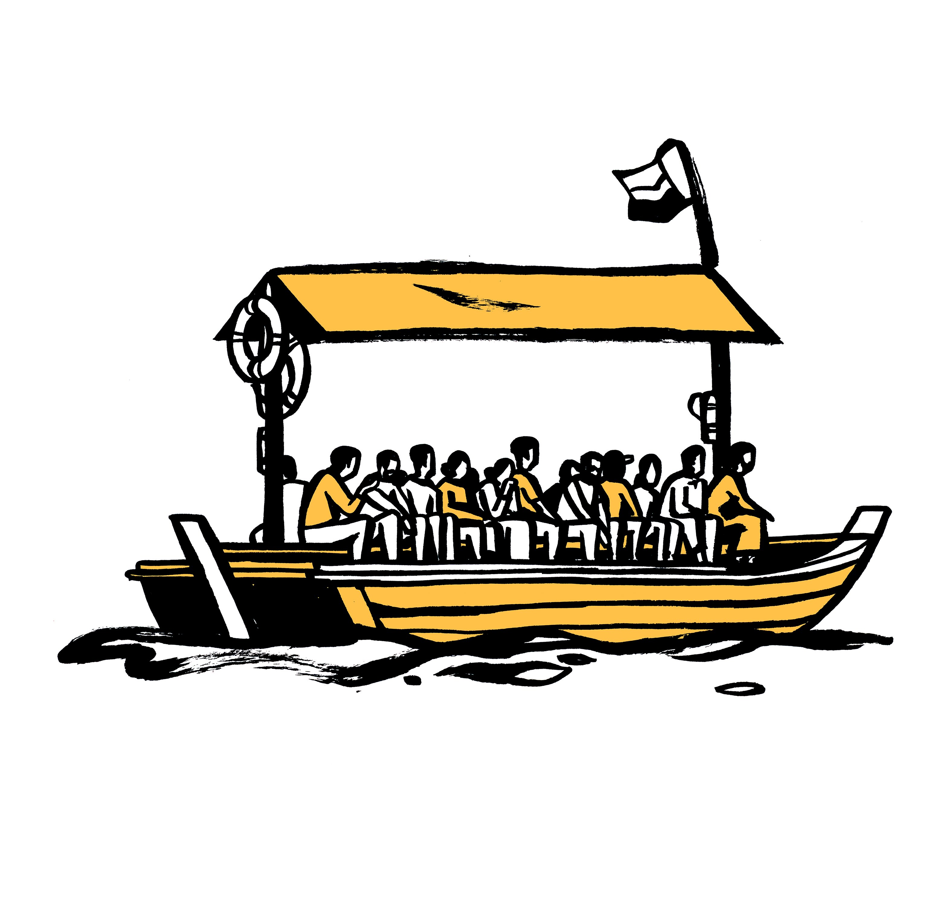 An illustration of an abra boat in Dubai