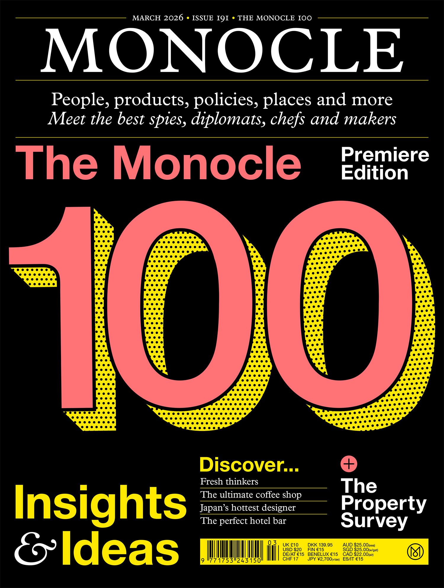 The Monocle 100 - March 2026 - issue 191 magazine cover