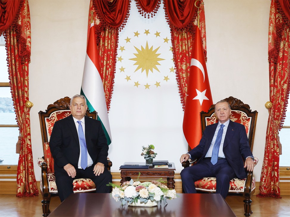 Orbán (on left) and Erdoğan have received little pushback to their authoritarian tendencies