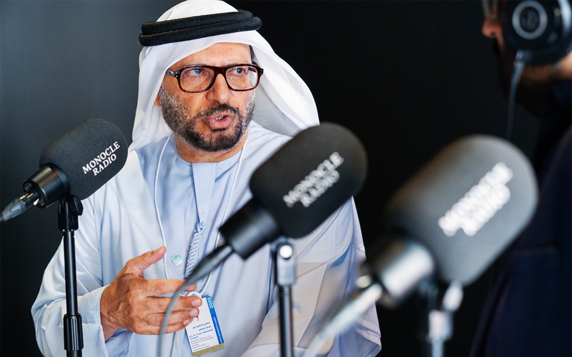 Dr Anwar Gargash speaking to Monocle Radio at Dubai World Governments Summit
