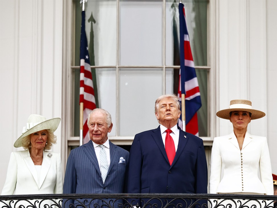 
US President Donald Trump, first lady Melania Trump, King Charles III and Queen Camilla stand on the Blue Room balcony during an arrival ceremony at the White House on day two of the State Visit of King Charles III and Queen Camilla to the United States of America