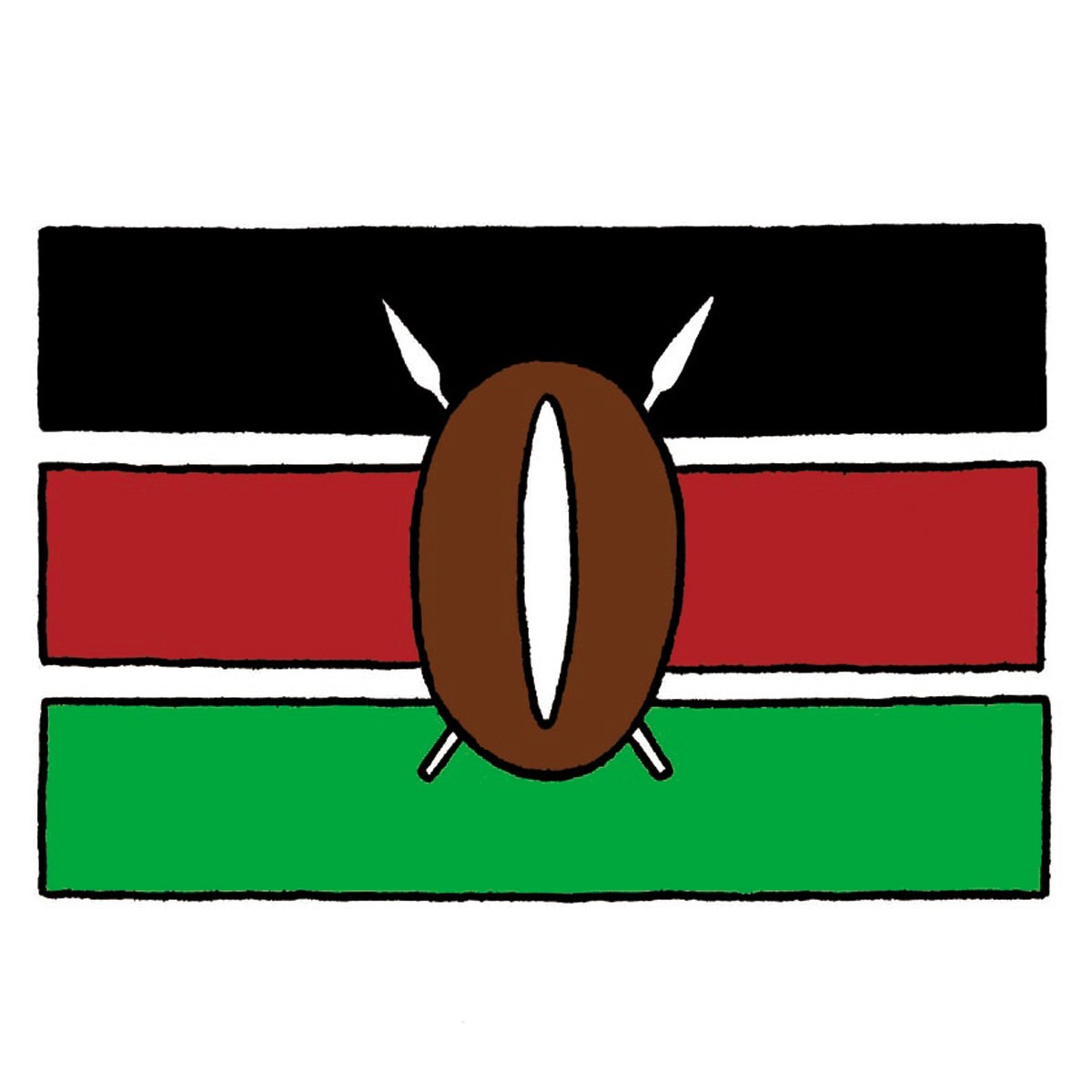 Illustration of Kenyan flag and a coffee bean