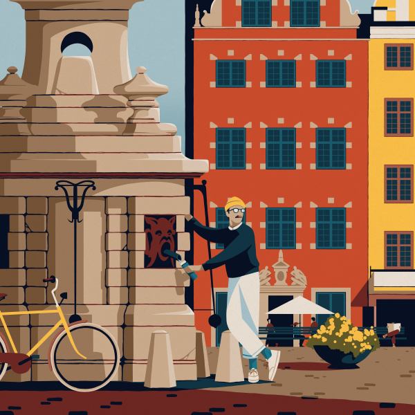 An illustration of Gamla Stan in Stockholm