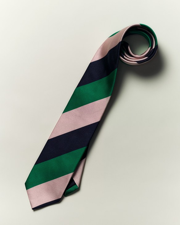 Red and green striped tie by Drake’s