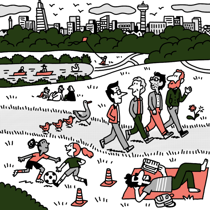 Andrew Tuck walking through Regents Park