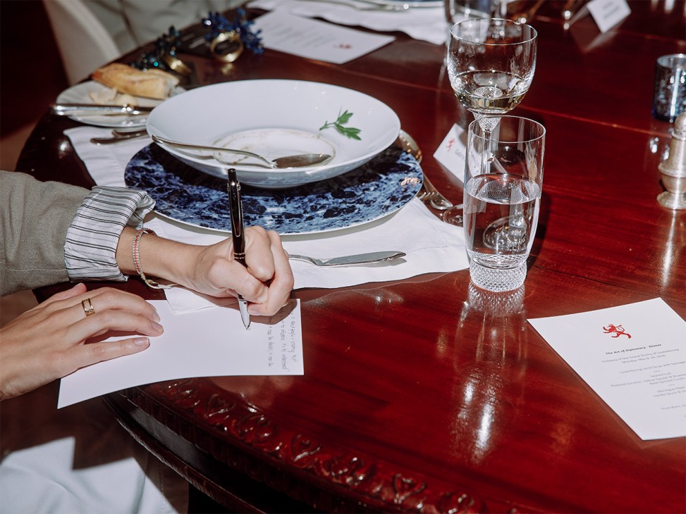 Diplomat taking notes at the Luxembourg embassy in Washington