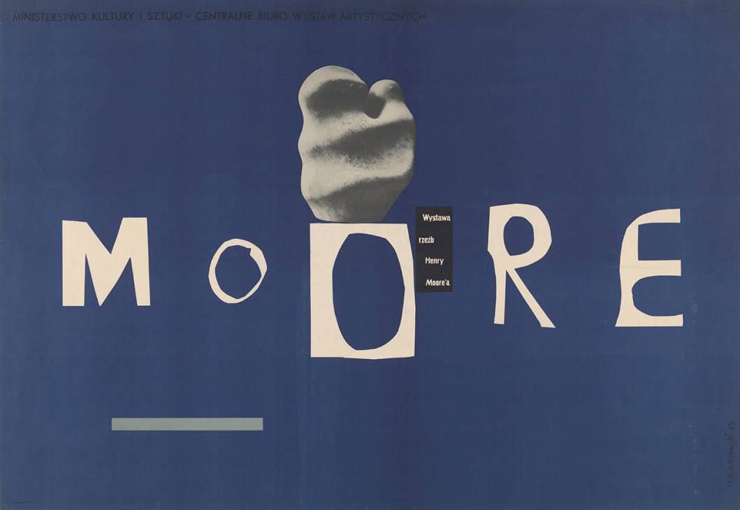 A poster featuring typography by Henryk Tomaszewski for a Henry Moore exhibition