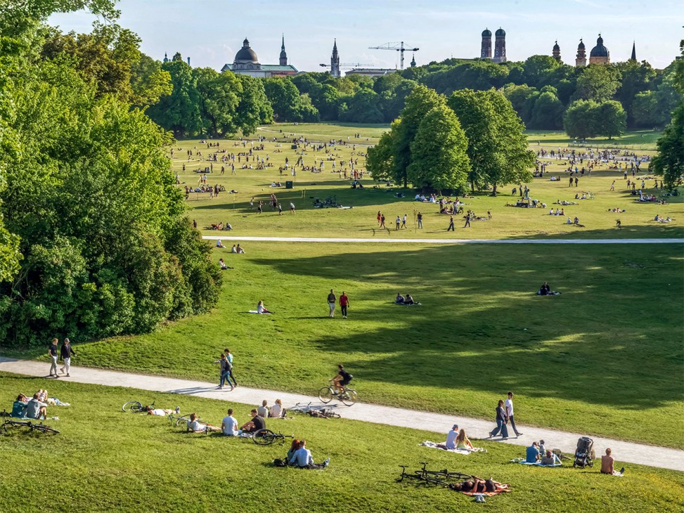 A spring day in Munich's English Gardens, Germany