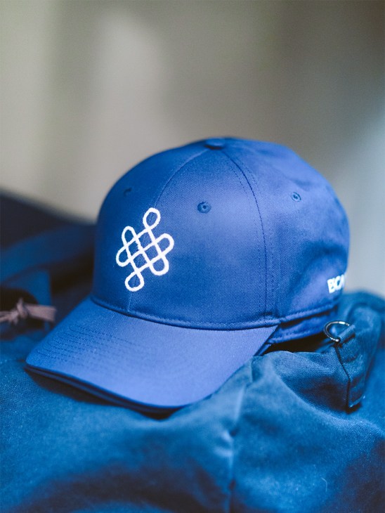 Blue Cotton baseball cap with infinity knot