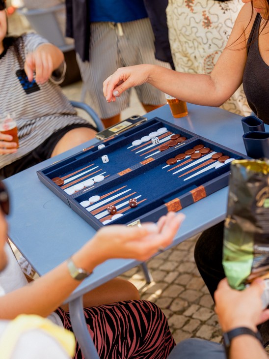 People playing backgammon