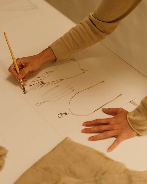 Esteva sketches a new collection in her studio for Cortana