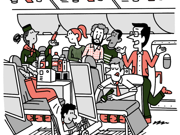 Andrew Tuck illustrated on a busy flight