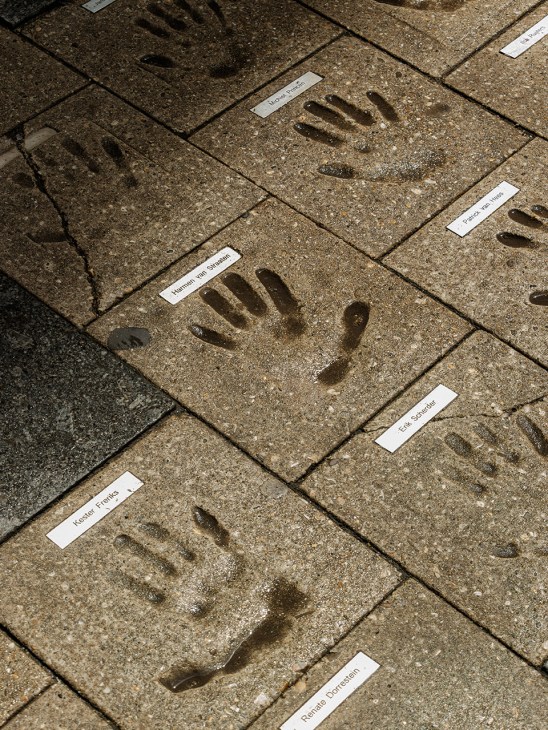Handprints in cement at Scheltema bookshop in Amsterdam