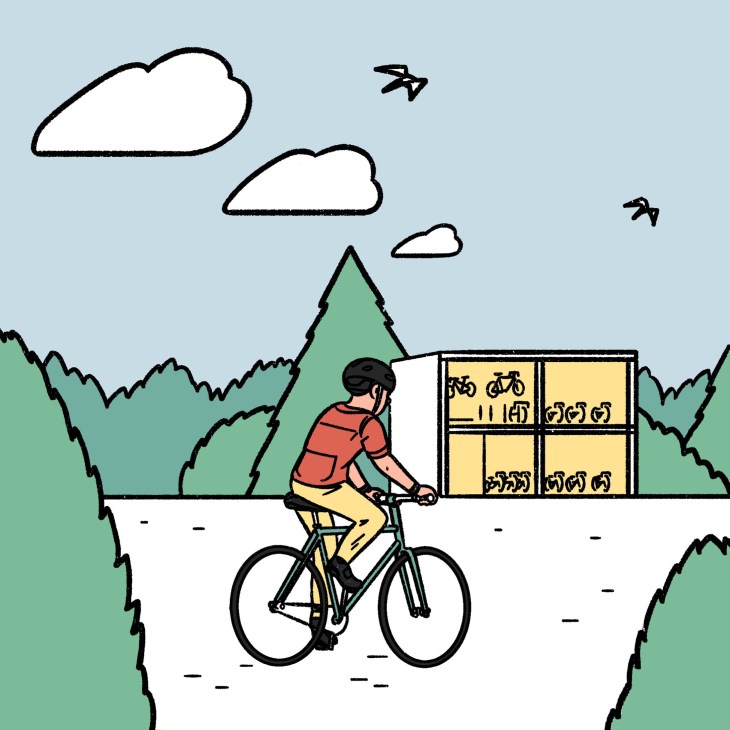 Illustration of cyclist in Helsinki