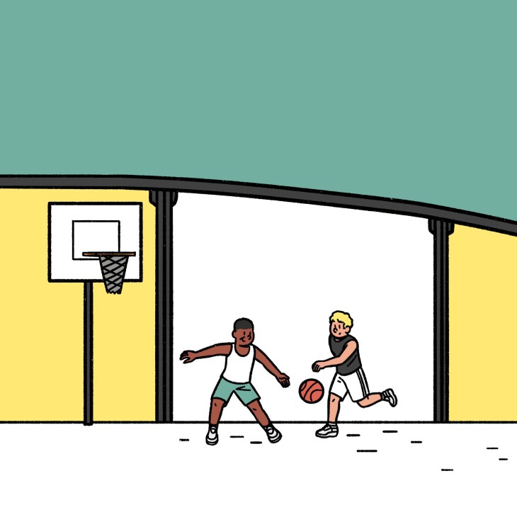 Illustration of basketball players