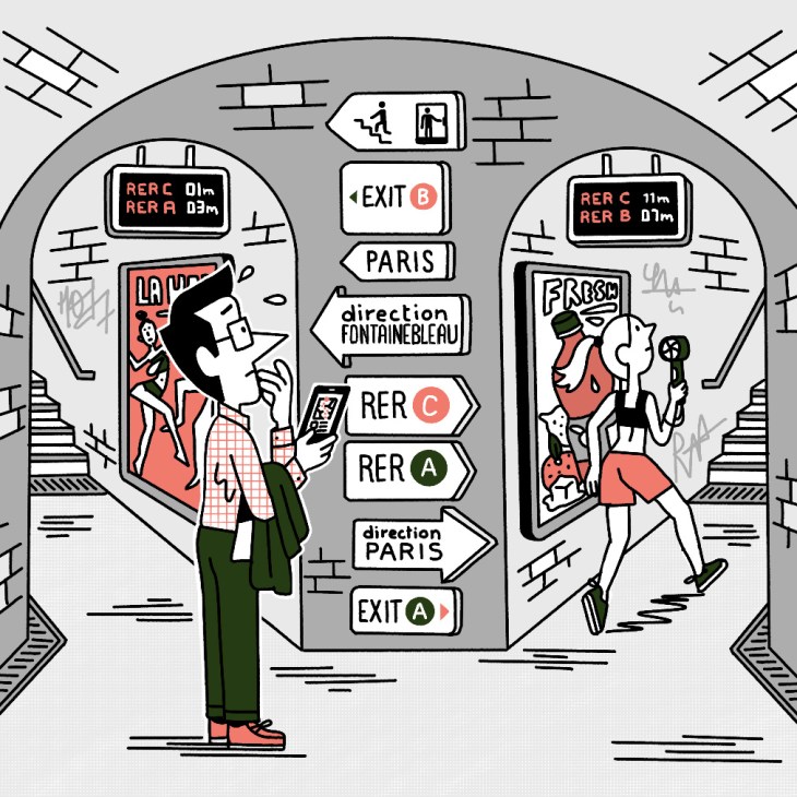 Illustration of Andrew Tuck lost in Paris