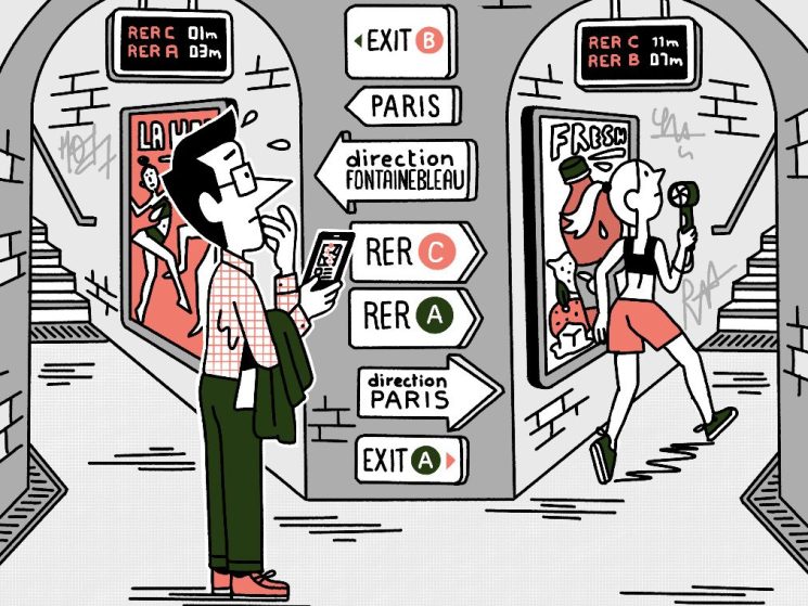 Illustration of Andrew Tuck lost in Paris