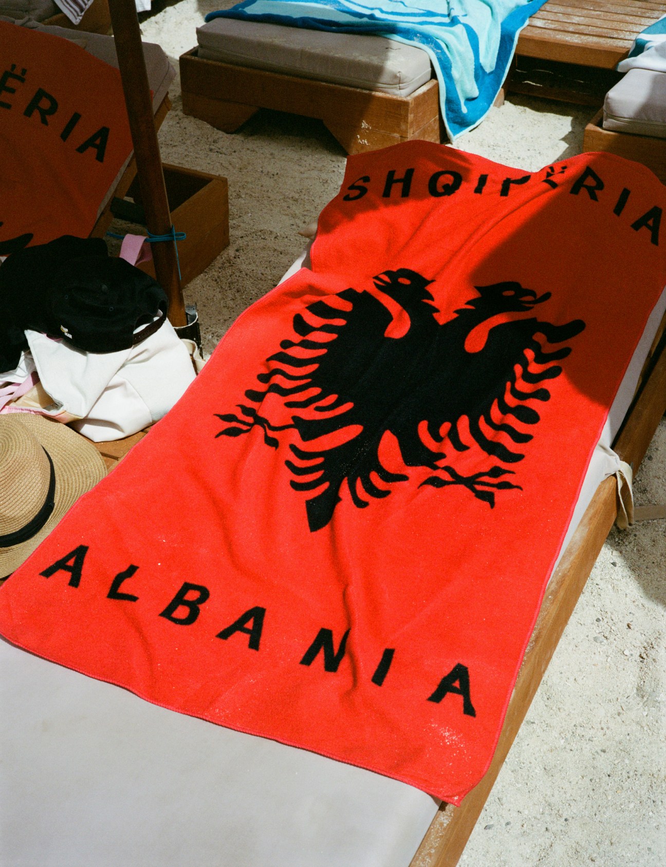 Albanian flag beach towel