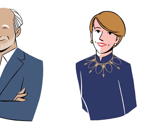 Five illustrations of various people.
