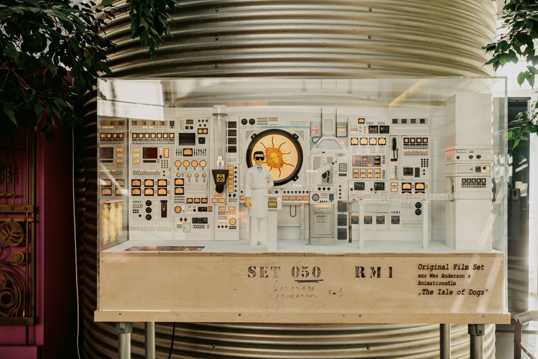 Detailed control panel miniature set with sun motif display created for Wes Anderson's Isle of Dogs