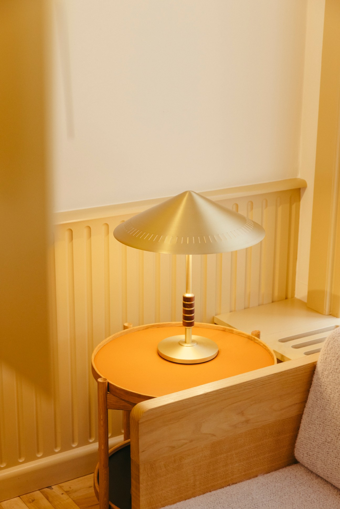 LYFA Governor table lamp on a Bølling tray table by Brdr Krüger