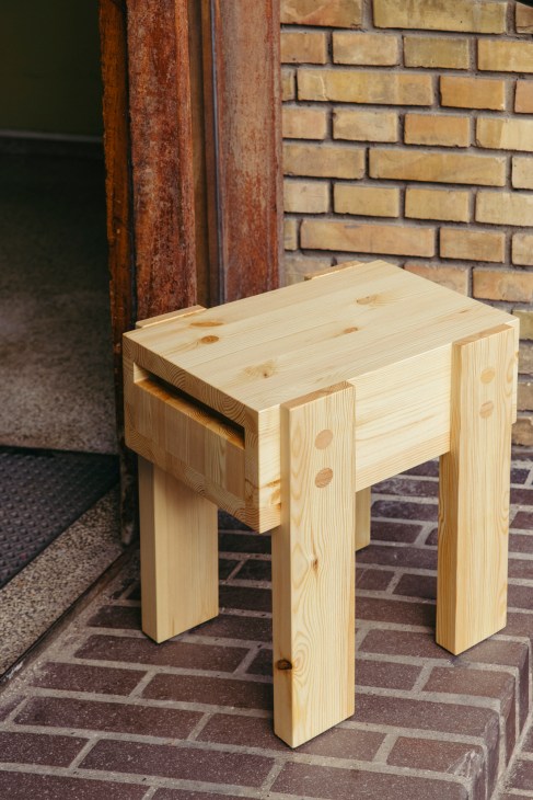 Dimitri Bähler Ast Stool - a minimalist wooden stool with clean geometric lines