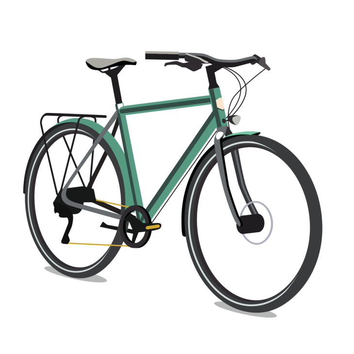 Illustration of Ampler Stout electric bike in green with black components