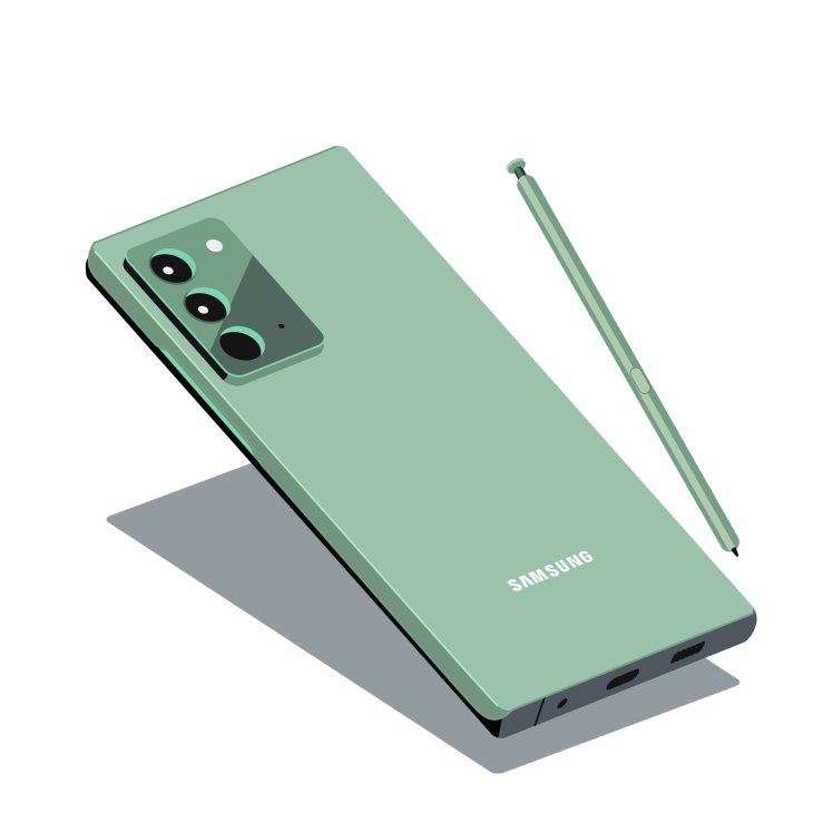 Samsung Galaxy Note 20 Ultra 5G in green with S Pen stylus