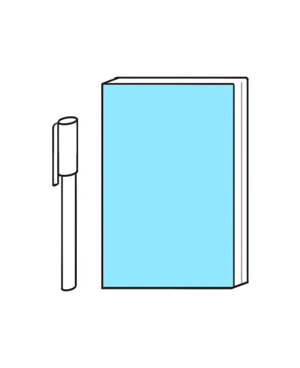 Illustration of Kokuyo's Perpanep stationery showing a notepad and pen