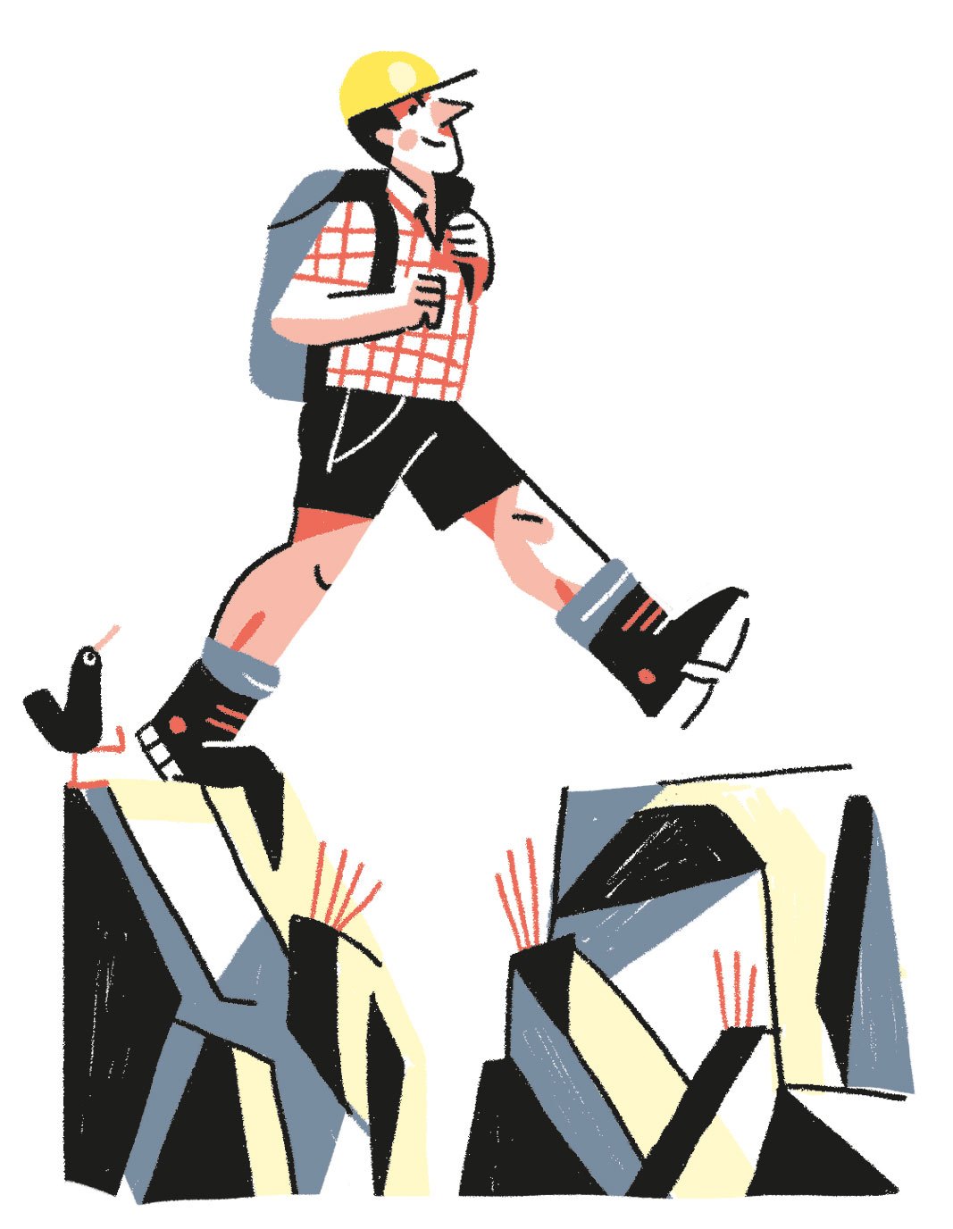 An illustration of people launching new projects, starting businesses and taking initiative, representing entrepreneurial action