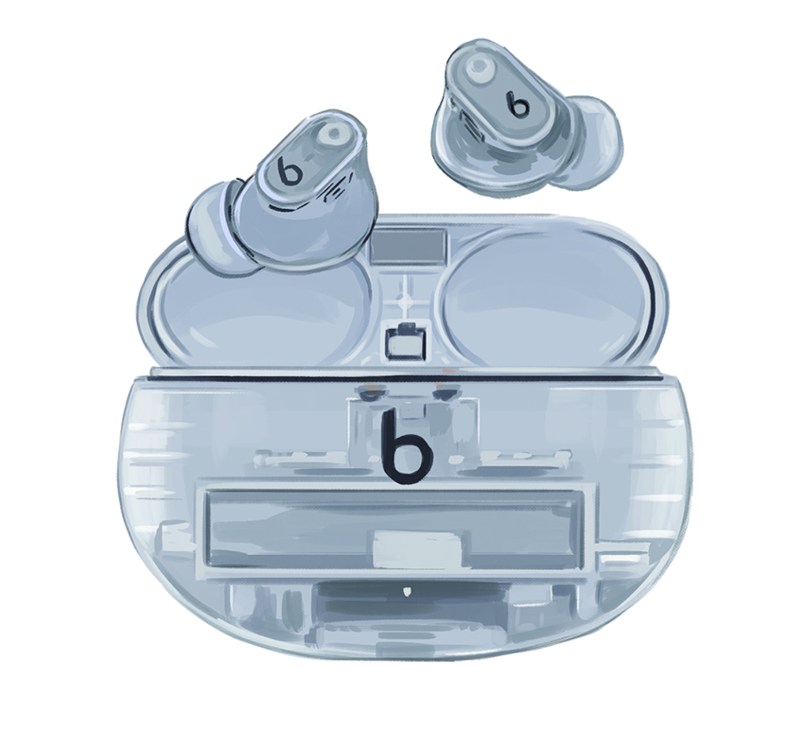 Beats Studio Buds+ wireless earbuds in transparent case