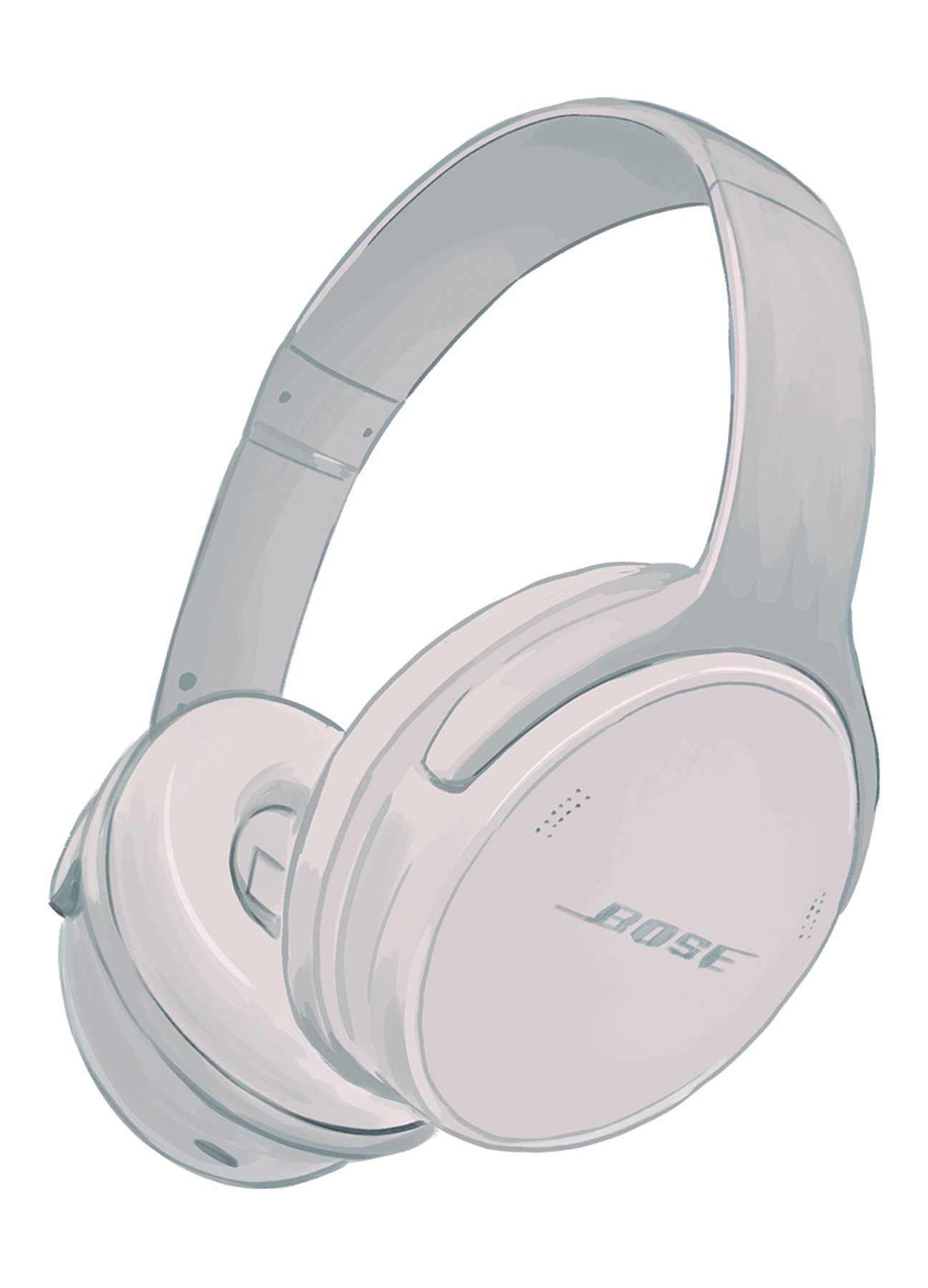 Bose QuietComfort 45 over-ear headphones in white and light gray color scheme