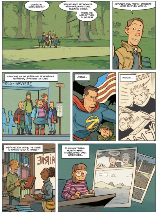Tenth panel of Hamo's illustrated story showing comic book tradition