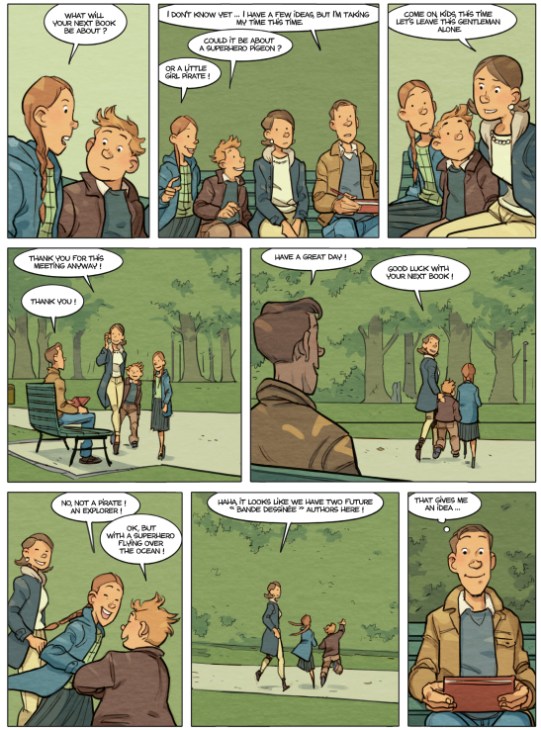 Final panel of Hamo's illustrated story concluding the tale of Franco-Belgian comics