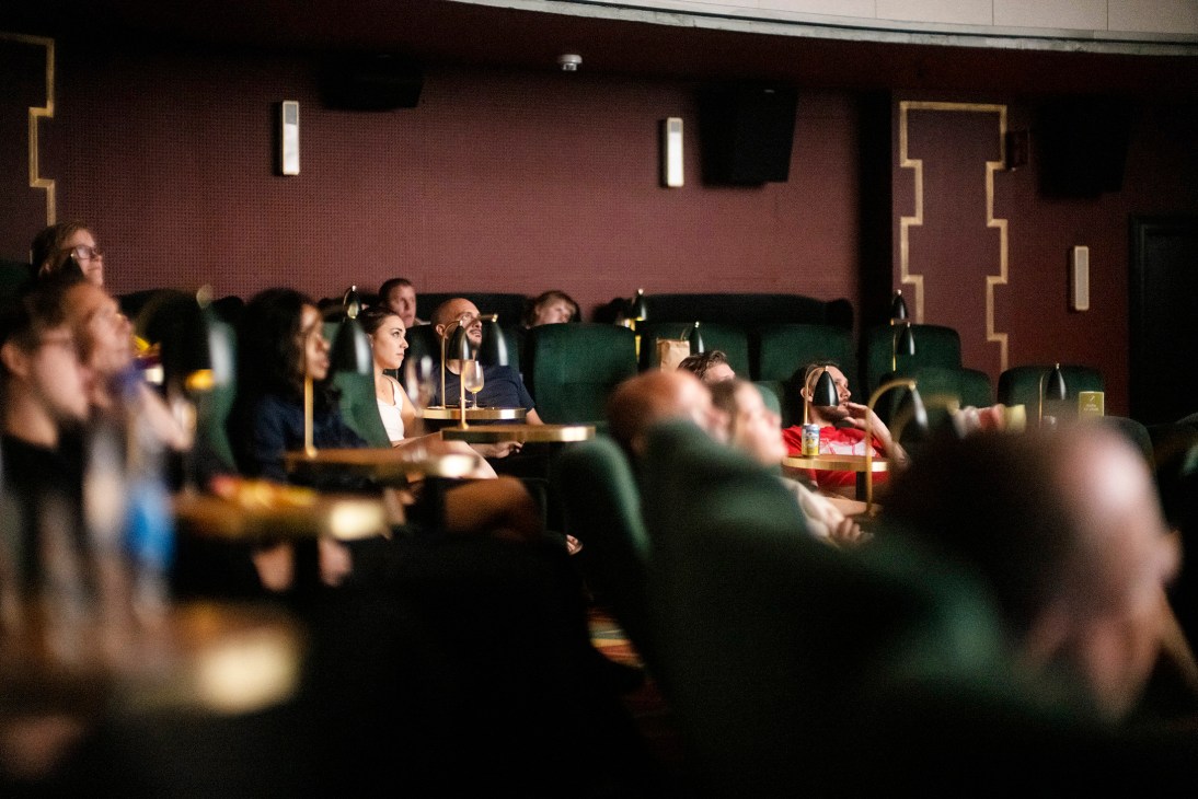 Interior of Capitol Bio cinema in Stockholm with plush velvet seats and classic decor