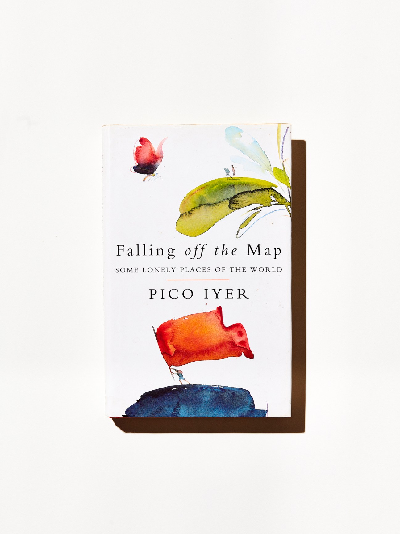 Falling Off the Map book cover by Pico Iyer with watercolor design
