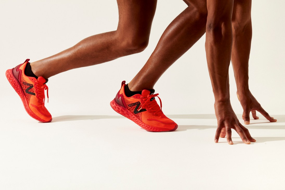 London edition fresh foam tempo trainer by New Balance with Adidas socks