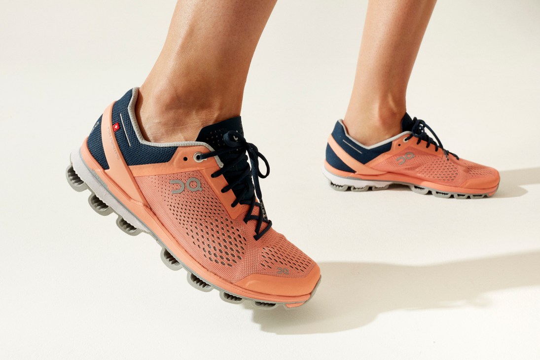 Cloudsurfer running shoe by On with distinctive sole technology