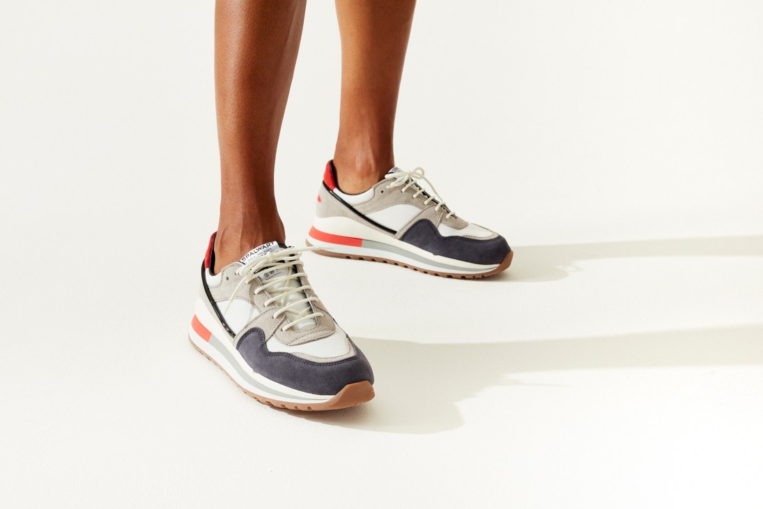 Trail Blazer HS sneaker by Spalwart in vintage-inspired design with navy, beige, and coral colorway