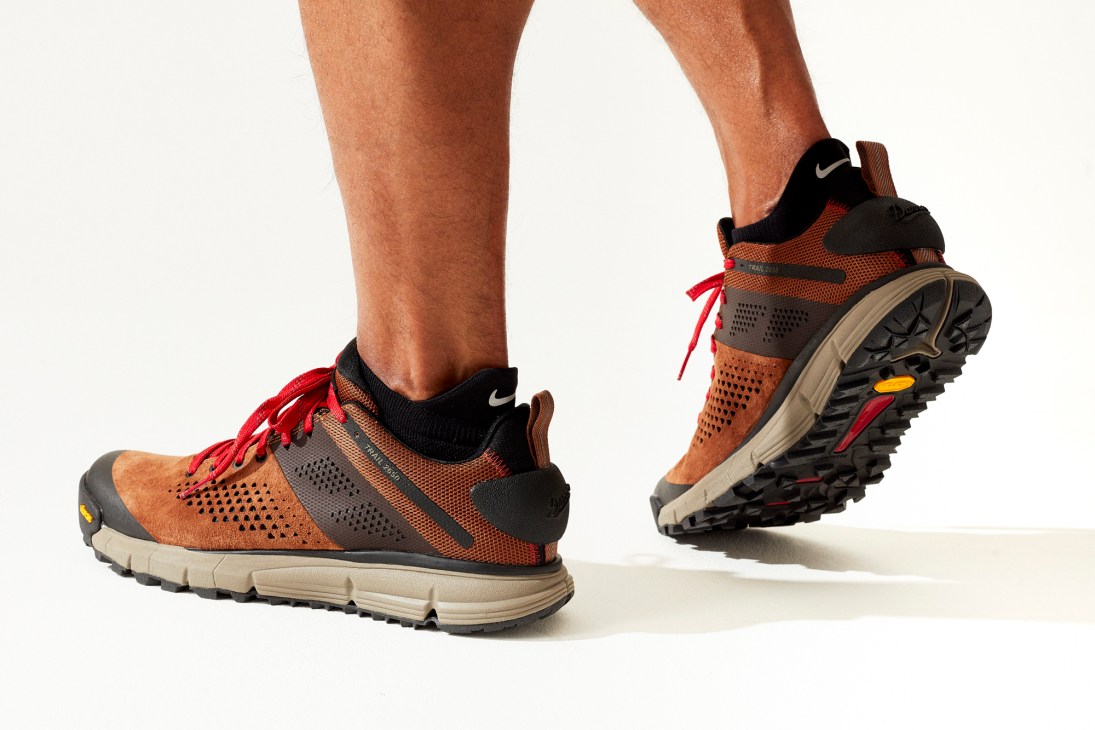 Trail 2650 hiking boot by Danner with Nike socks shown in walking motion